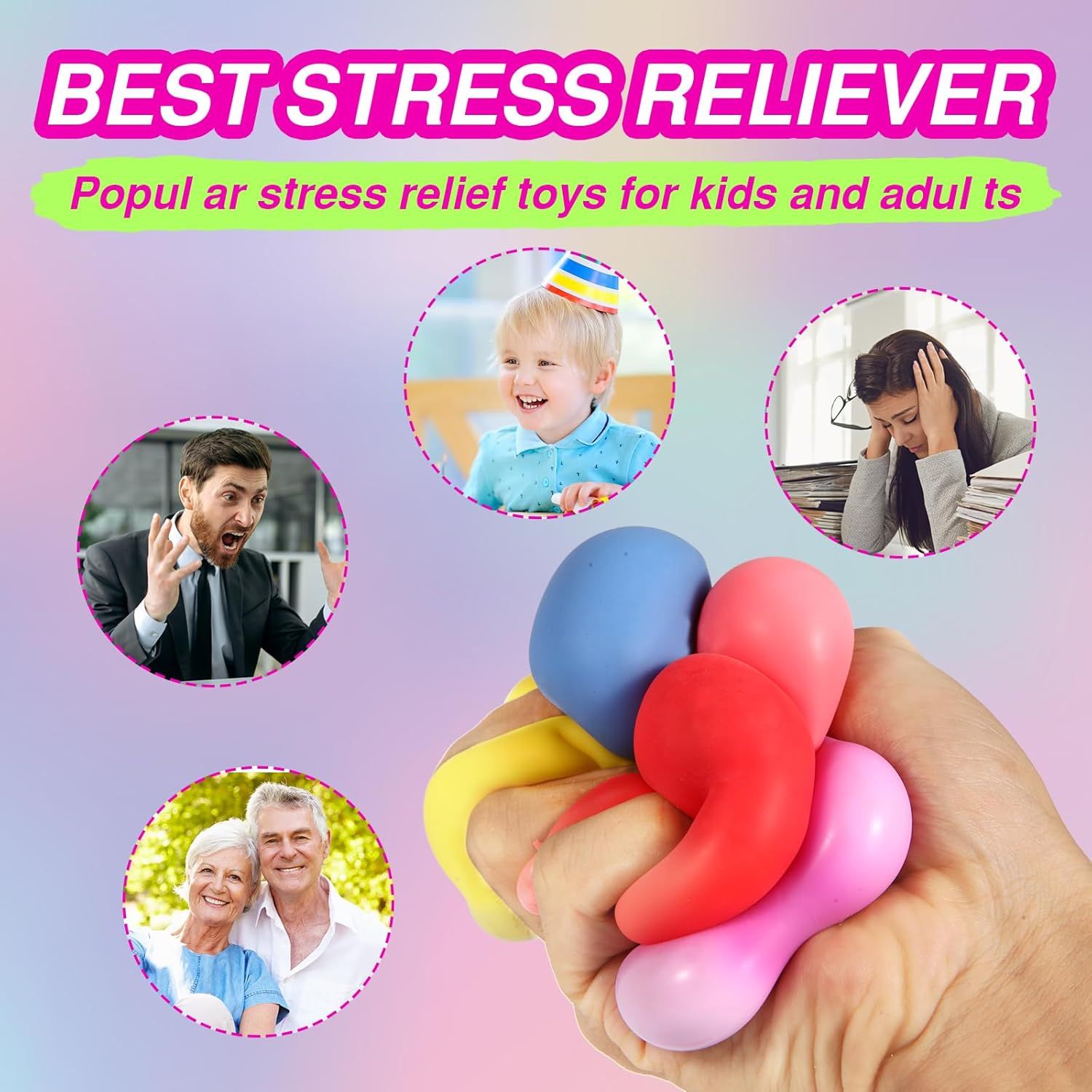 24 PCS Slow Rising Stress Cubes for Office & Classroom – Soft TPR Sensory Fidget Toys to Relieve Anxiety (Multicolor)