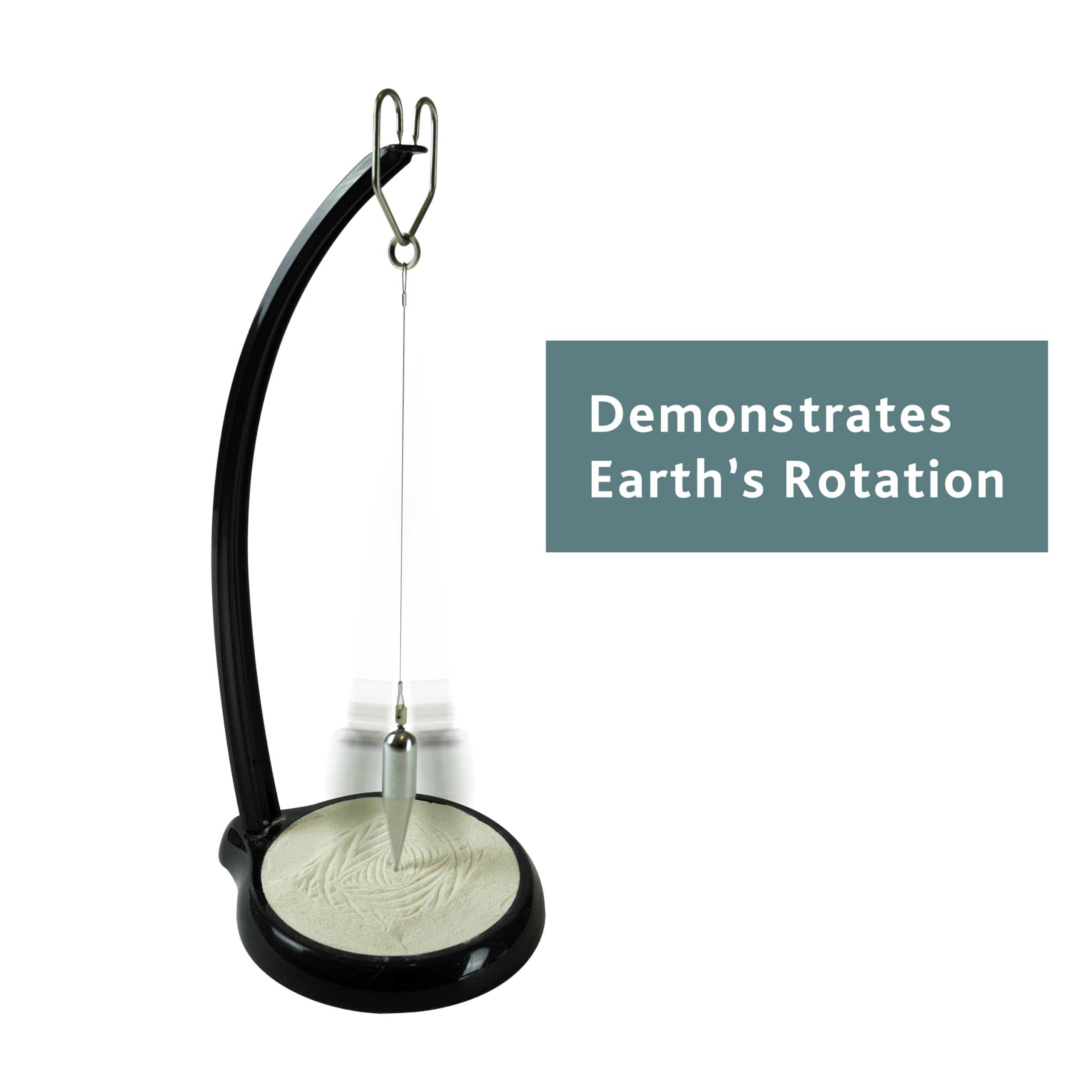 3D Sand Pendulum Desk Toy – Science Art Decor with Kinetic Sand Patterns, Earth Rotation Demo, Stress Relief for Office & Home (Black)
