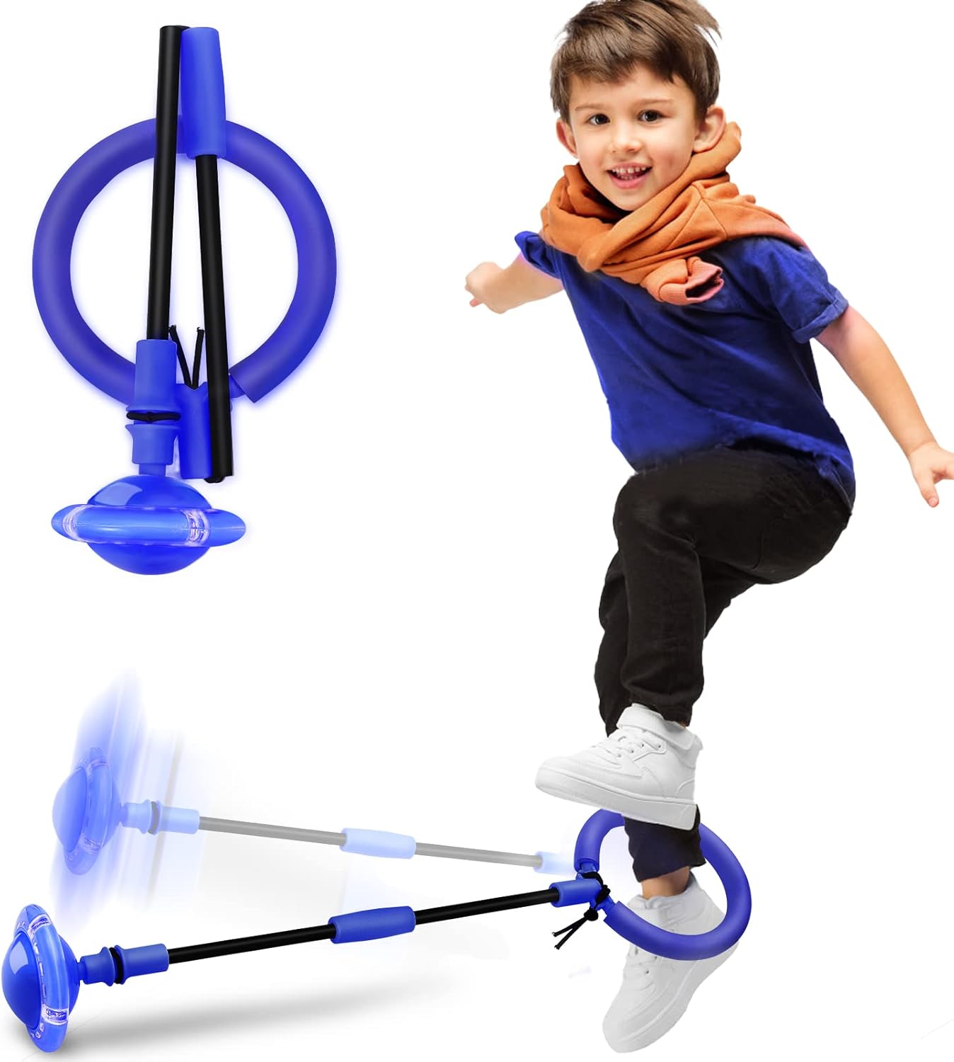 Skip Ball for Kids, Portable Foldable Colorful Flash Wheel Swing Ball Sports Fitness Toys for Girls & Boys, Toy for Kids & Adults. Gifts for Mom Women & Girls Toys Age 5-10 Years (Blue)