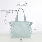 Lightweight Nylon Shopper Tote Bag 18L Side-Cinch Shoulder Bag - Mint