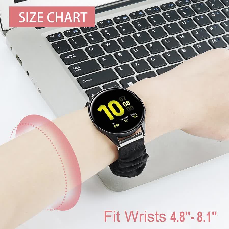 Compatible with Samsung Galaxy Watch Band 40mm 44mm 42mm Classic Scrunchies Bracelet Black Galaxy Watch 4 6
