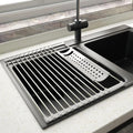 Stainless Steel Kitchen Dish Drainer Rack Foldable And Removable Stainless Steel ROller Drying Rack For Sink Draining