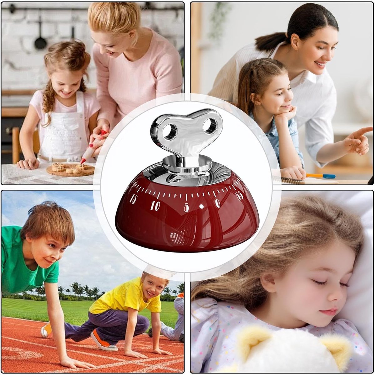 Educational Clock - High-Quality Educational Clock for Children - Kids Timer - Countdown Timer - Leather Time-Reading Clock - Educational Clock - Homework Helper - Educational Toys - Home Education - Red