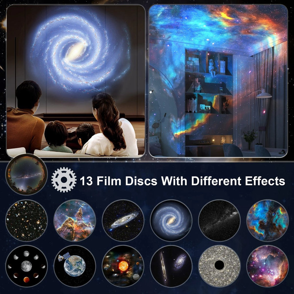 360° Starry Sky Night Projector with Solar System, Moon, Nebula, Galaxy, and Astronaut - Projector for Children and Adults - Mood Light - Bedroom Mood Light - Star Projector - Galaxy Projector - Starry Sky - White