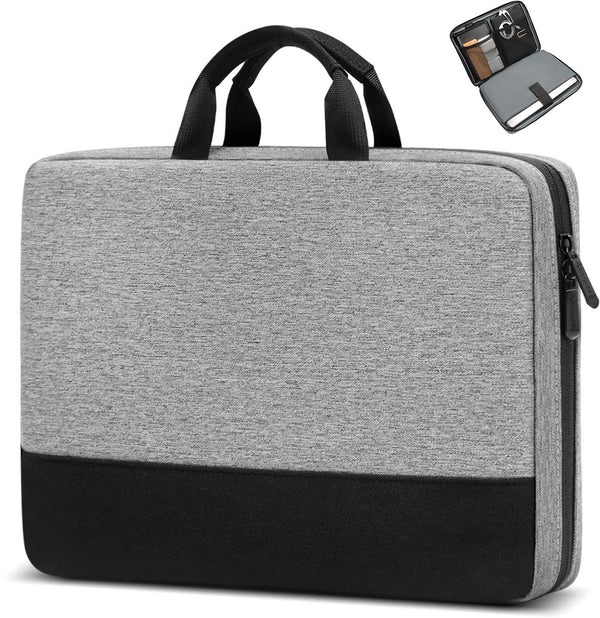 15.6-inch Laptop Sleeve - Shockproof, Scratch-resistant, and Splash-proof - Includes an Extra Storage Compartment for Baby Clothes Accessories - Black/Gray