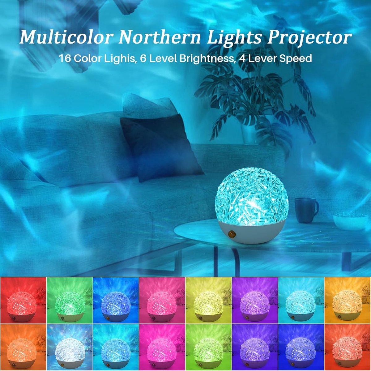 Projector - Starry Sky Projector - Starry Sky Lamp - 16 Color LED - Wave Lamp - Decorative Projector - With Remote Control - For Bedroom