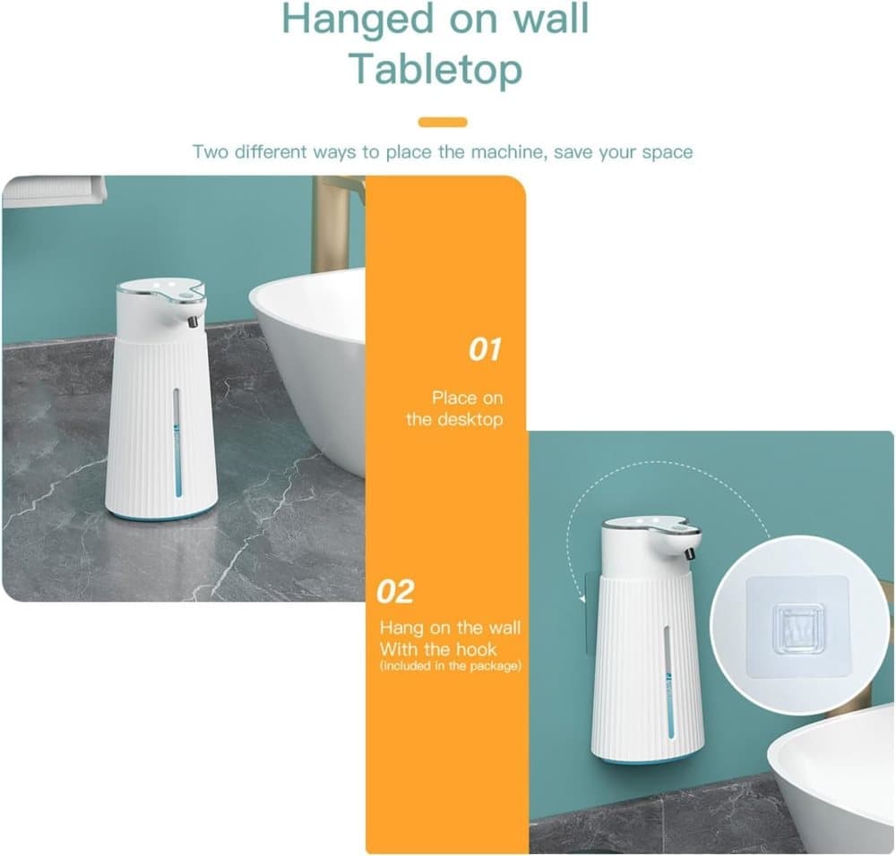 Automatic Soap Dispenser 400ml Touchless USB-C Rechargeable Soap Pump