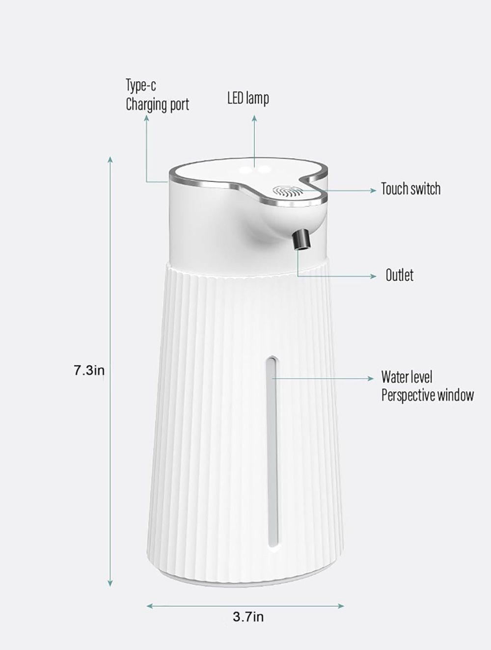 Automatic Soap Dispenser 400ml Touchless USB-C Rechargeable Soap Pump