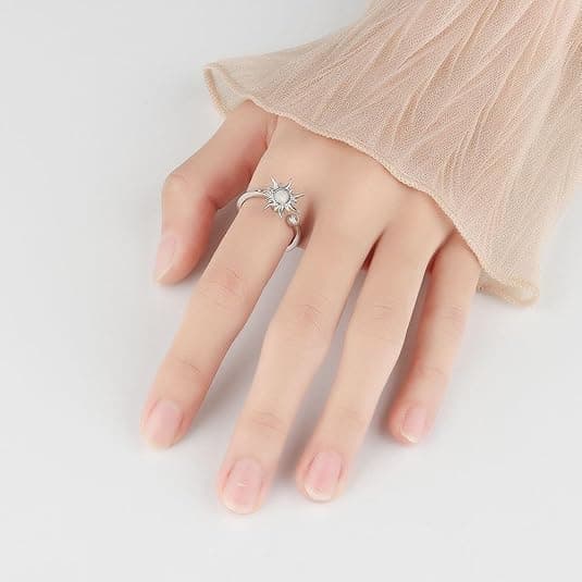 3-Piece Adjustable Stress Ring for Women with Rotatable Decor, Anxiety Relief, One Size
