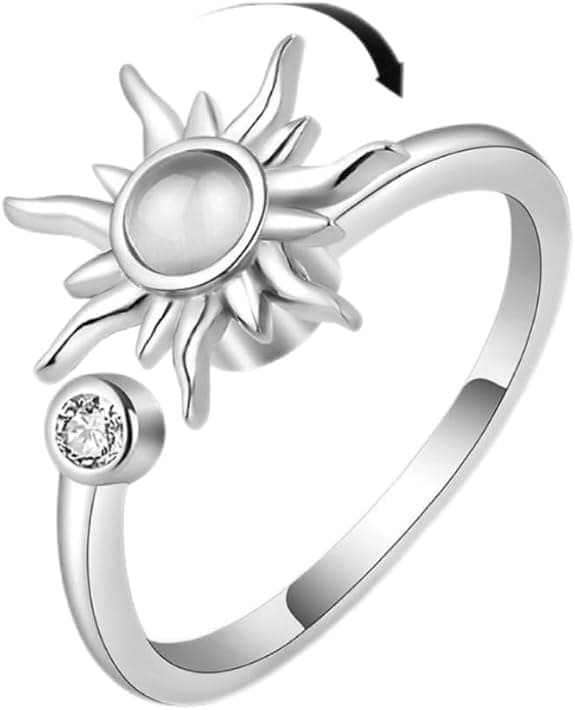 3-Piece Adjustable Stress Ring for Women with Rotatable Decor, Anxiety Relief, One Size