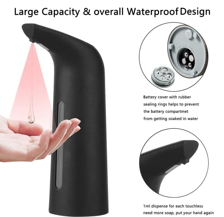 400ml Touchless Automatic Liquid Soap Dispenser, Black