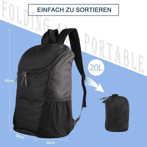 20L Lightweight Hiking Backpack Waterproof Durable Outdoor Backpack, Black