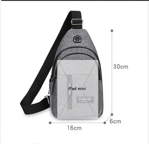 Unisex Blue Crossbody Shoulder Chest Backpack with Headphone Jack for Hiking Travel Climbing