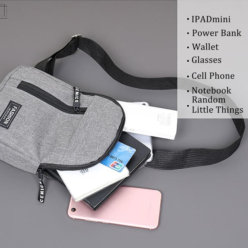 Unisex Blue Crossbody Shoulder Chest Backpack with Headphone Jack for Hiking Travel Climbing