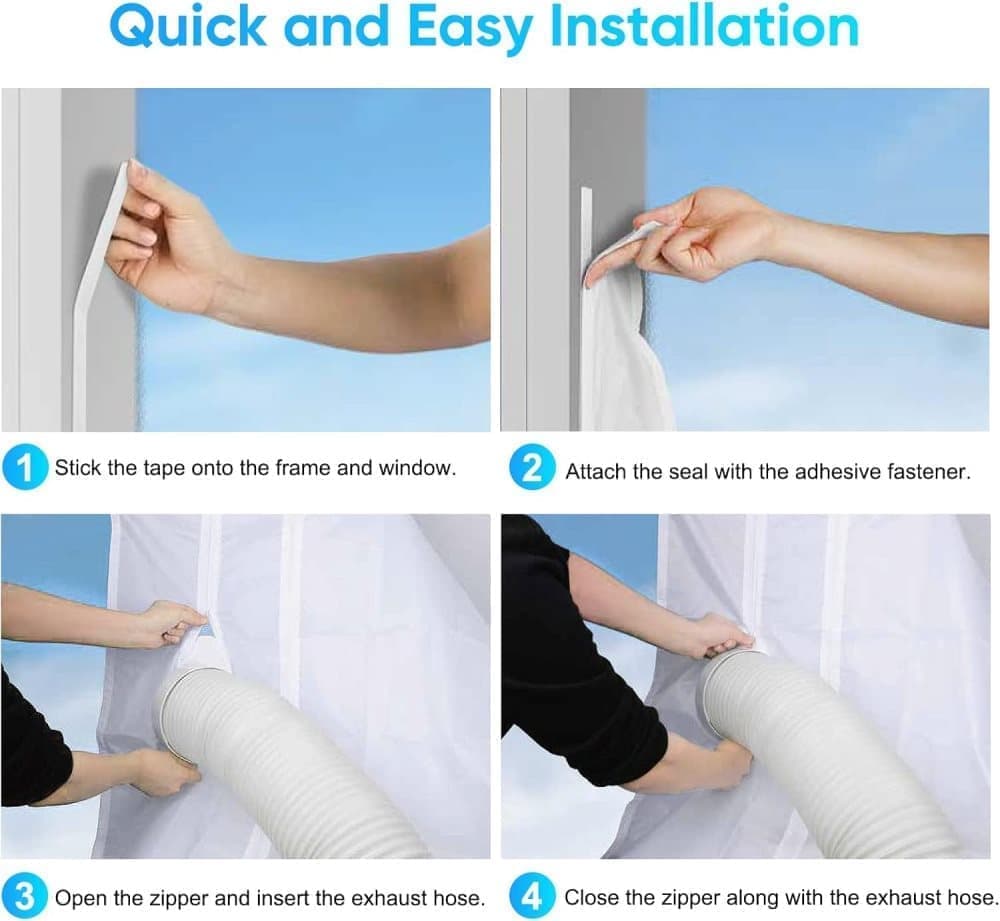 Water Repellent Window Sealing Cloth 400x37cm, Compatible with Portable Air Conditioners