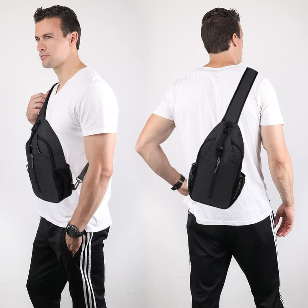 Blue Multifunctional Shoulder Crossbody Chest Backpack with Headphone Jack, Unisex for Hiking Traveling Climbing