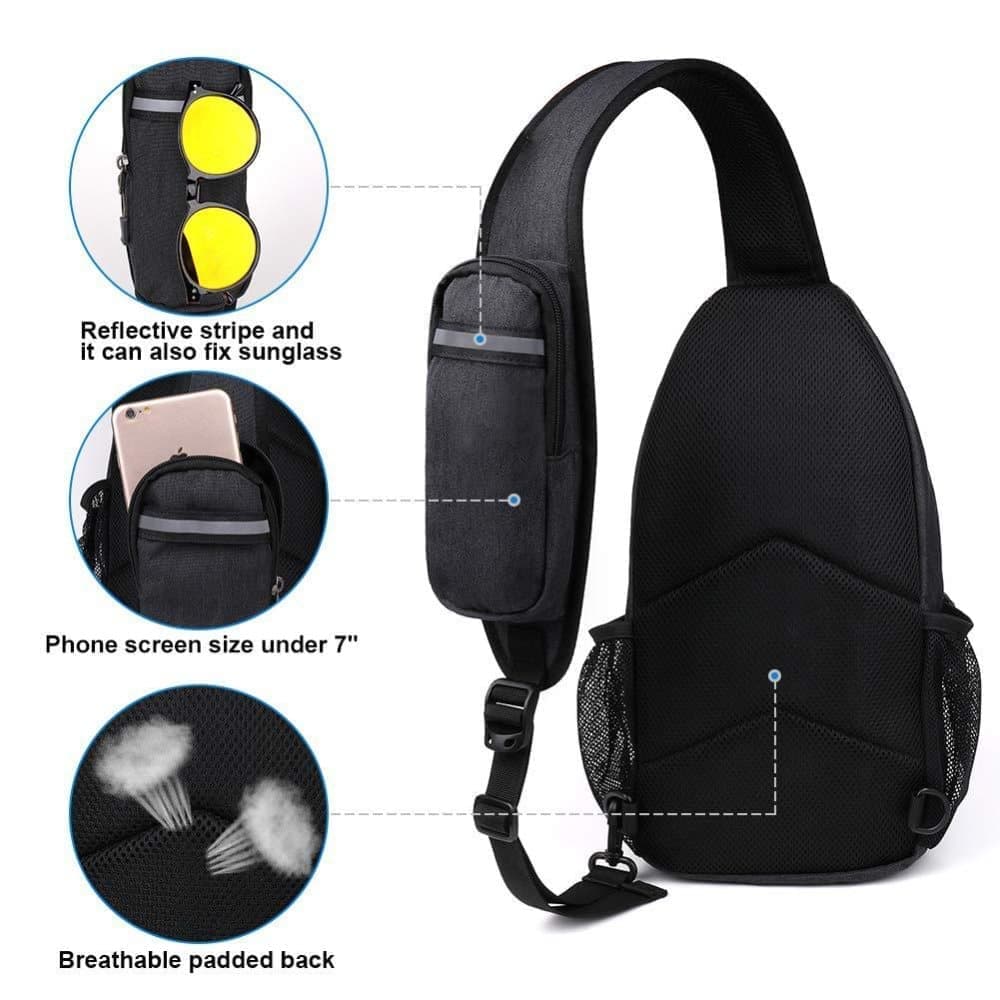 Multifunctional Shoulder Crossbody Chest Backpack with Headphone Jack, Unisex for Hiking Traveling Climbing, Dark Blue