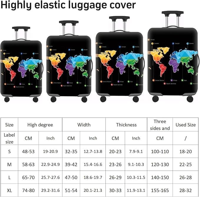 18-32 Inch Elastic Suitcase Cover, Washable Luggage Protector Reusable Travel Protective Cover, M 22-24 Inch