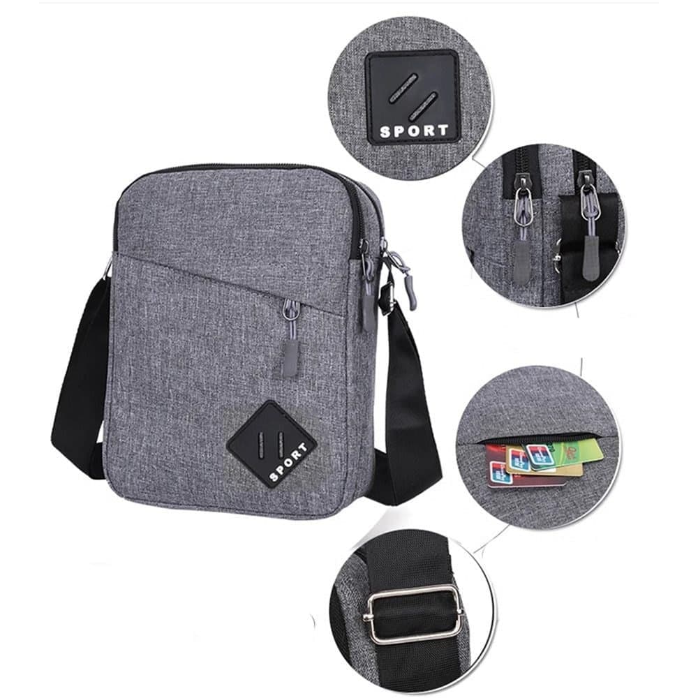 Waterproof Shoulder Backpack Multifunctional with Two Compartments, 16x23x9cm Gray