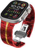 Stainless Steel Watch Band Compatible with Apple Watch Ultra Series Red Gold, 38mm/ 40mm/ 41mm