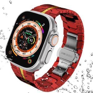 Stainless Steel Watch Band Compatible with Apple Watch Ultra Series Red Gold, 38mm/ 40mm/ 41mm