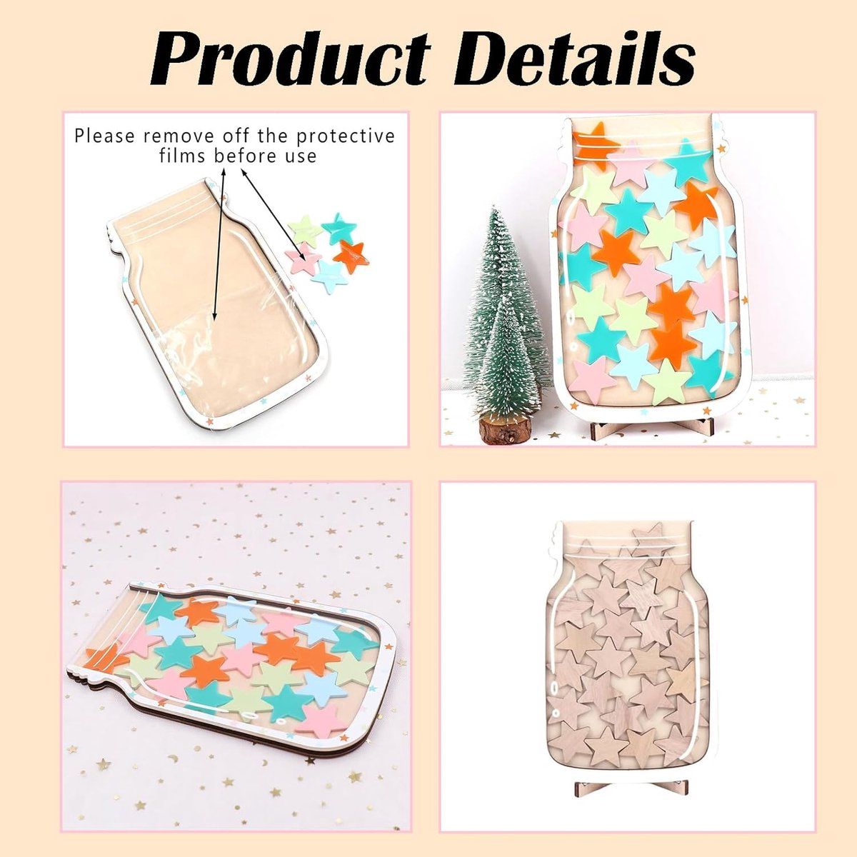 25-Piece Multicolor Star Reward Jar Set for Kids, Reusable Behavior and Achievement Chart