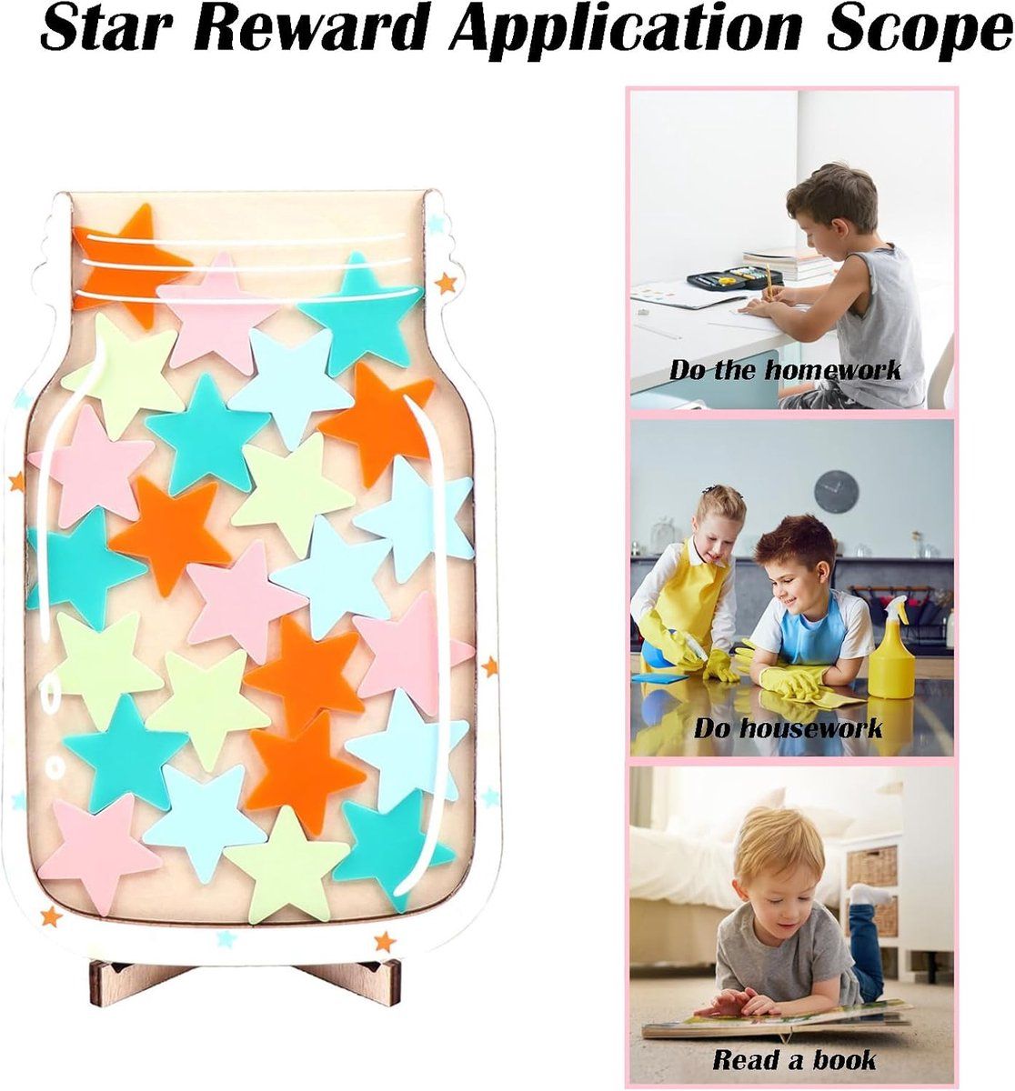 25-Piece Multicolor Star Reward Jar Set for Kids, Reusable Behavior and Achievement Chart