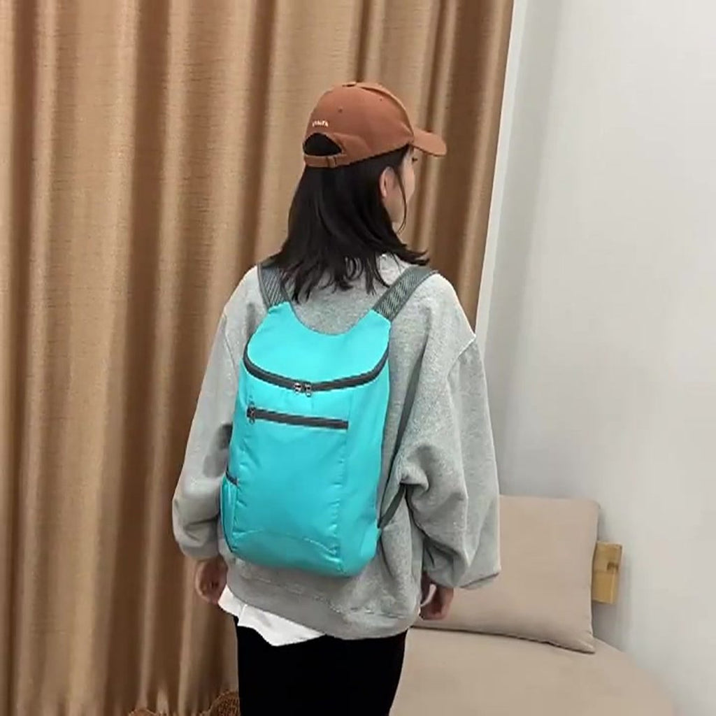 Foldable Lightweight Backpack | Backpack | Splashproof | 2 Compartments with Water Bottle Holder | Incl. Storage Pouch | 20 Liters | Black