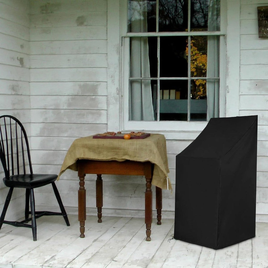 Garden Chair Cover - Waterproof Protective Cover for Garden Furniture - Protective Cover for Garden Chairs - Cover Suitable for Stackable Chairs - 89*89*120/89cm - Black - 210D Oxford Cloth - Waterproof - Durable - Garden Furniture Covers - Garden Furnitu