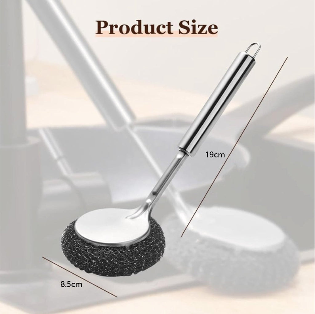 Dish Brush/ Steel Brush - Kitchen Brush - Cleaning Brush - Dishwashing Brush - Kitchen Steel Wool Pot Scrubber - For Dishes, Pots, Stoves, Sink - Detachable Brush - With 1 Replacement Head - Can Be Hung