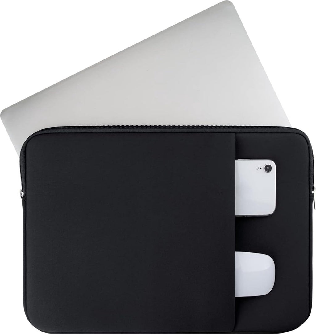 Laptop Sleeve / Pouch - 15.6 Inch - 2-Piece Extra Compartment - Laptop Sleeve with Pouch - Women's / Men's Laptop Bag - Macbook Case with Zipper - Laptop Sleeve - Laptop Case - Laptop Cover - Black - Shockproof - Scratchproof - Durable