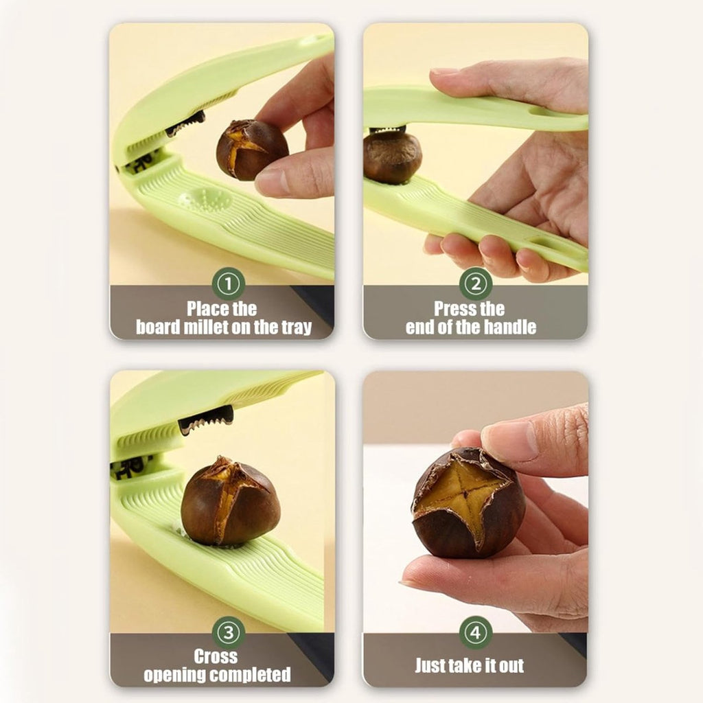 Chestnut Clip - Walnut Clip - Dried Fruit Opener - Chestnut Tools - Chestnut Slicer - Marontlong Tongs - Nutcracker Bowl - Hazelnut Opener - Household - Nut Shelling Tools - Multi-Functional - Kitchen Utensils - Green