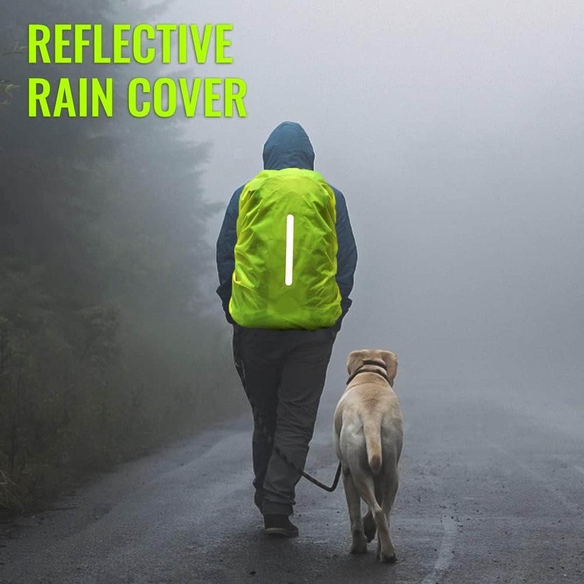 2-Piece Waterproof Backpack Cover - Reflective Rain Cover Backpack - 30 to 40 Liters - Waterproof Backpack Rain Cover - Reflective Backpack Covers in Polyester - Pink & Green - Size M - Waterproof Backpack Cover for Outdoor Hiking Driving Climbing