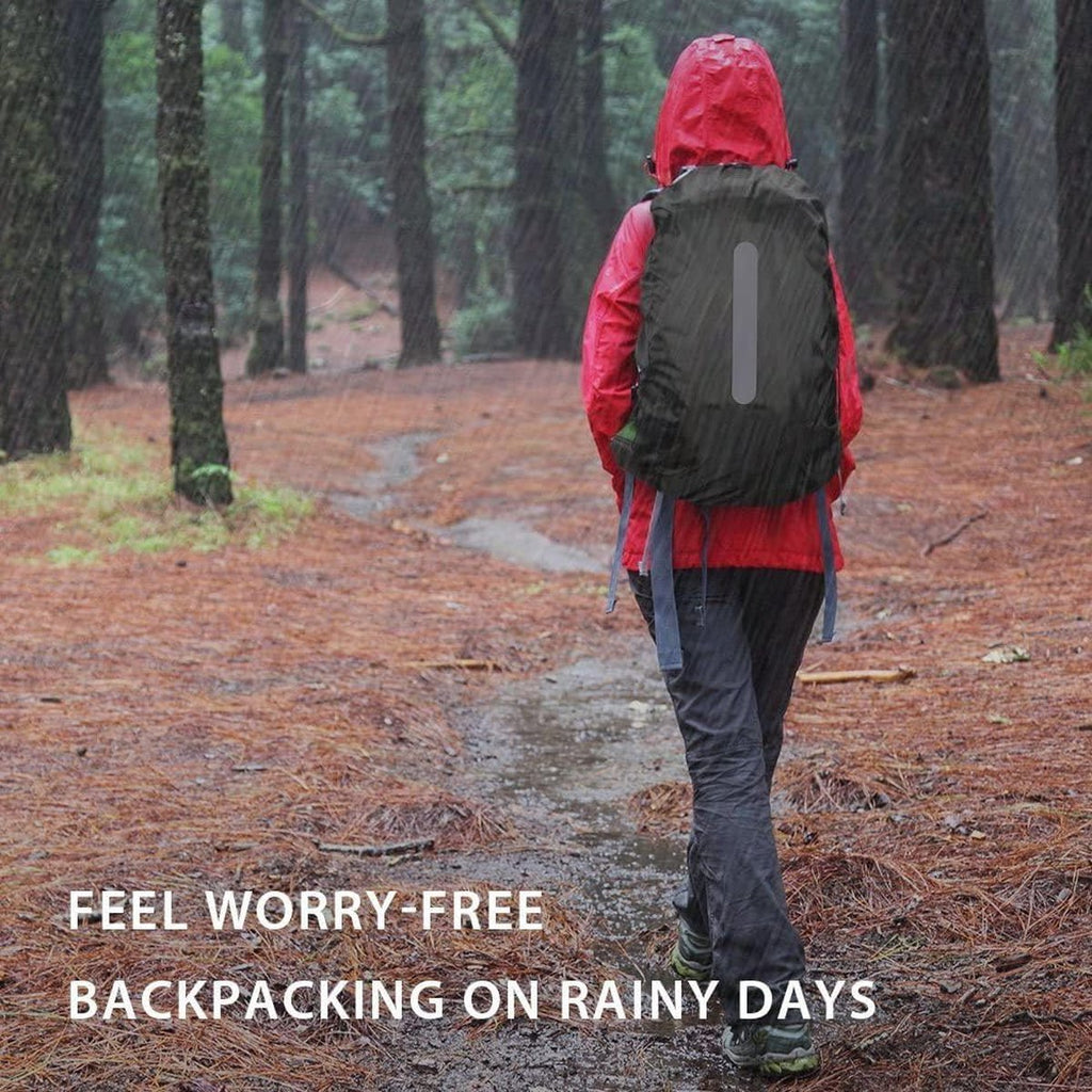 2-Piece Waterproof Backpack Cover - Reflective Rain Cover Backpack - 30 to 40 Liters - Waterproof Backpack Rain Cover - Reflective Backpack Covers in Polyester - Pink & Green - Size M - Waterproof Backpack Cover for Outdoor Hiking Driving Climbing