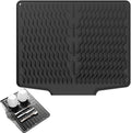 39*32 cm - Drain mat - Countertop drying mat - Foldable silicone drainer - kitchen drying mat - non-slip - silicone draining mat - for the sink, for kitchen utensils, cups, fruit and vegetables - black