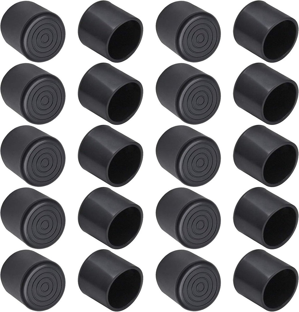 20 pieces - Chair Leg Caps - 22*22*25mm - furniture leg covers - Round rubber furniture leg protectors - Chair protector - floor protection - chair leg protectors - chair socks - for chair legs, table and sofa - black