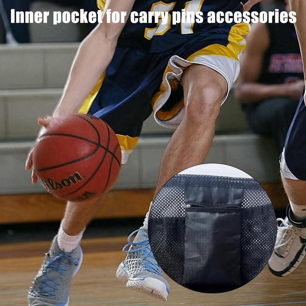 16L - Ball Net Bag - Basketball Mesh Bags - Ball Bags - portable net backpacks - basketball backpacks - soccer bags - sports bag - portable bag for basketball, soccer, tennis - easy storage and transport of basketballs and soccer balls - black