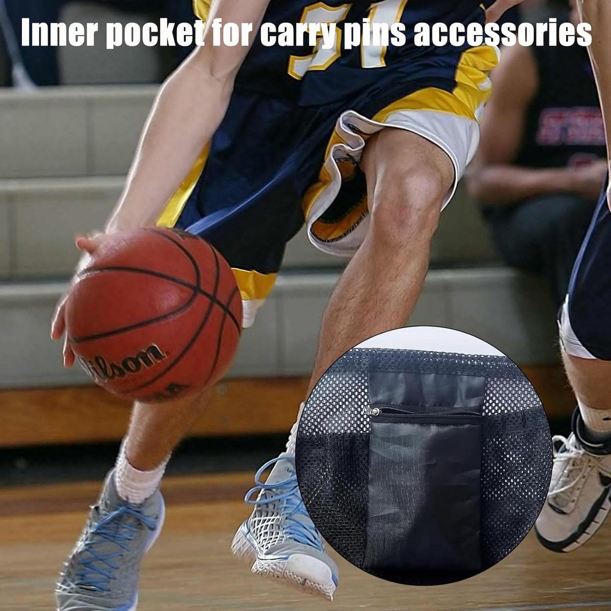 16L - Ball Net Bag - Basketball Mesh Bags - Ball Bags - portable net backpacks - basketball backpacks - soccer bags - sports bag - portable bag for basketball, soccer, tennis - easy storage and transport of basketballs and soccer balls - black