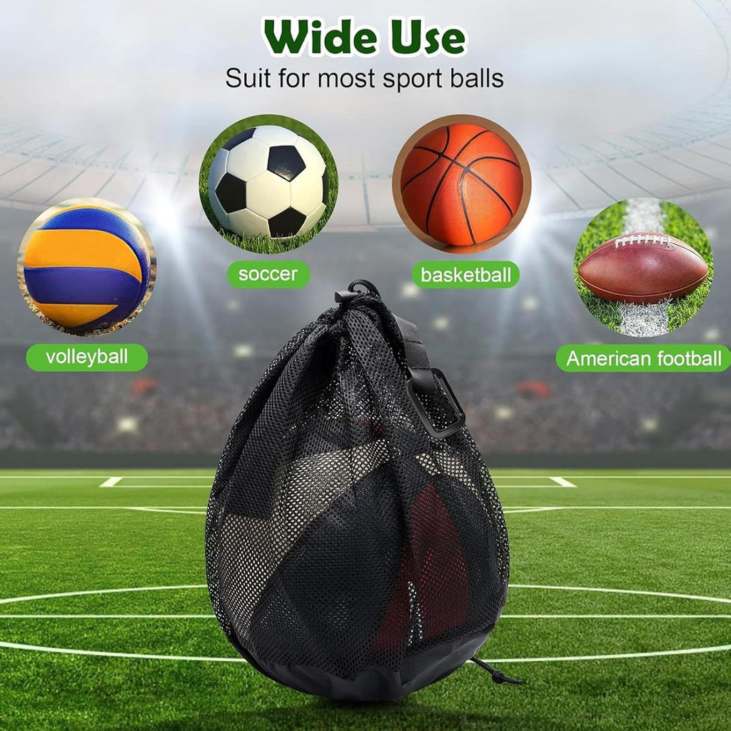 16L - Ball Net Bag - Basketball Mesh Bags - Ball Bags - portable net backpacks - basketball backpacks - soccer bags - sports bag - portable bag for basketball, soccer, tennis - easy storage and transport of basketballs and soccer balls - black
