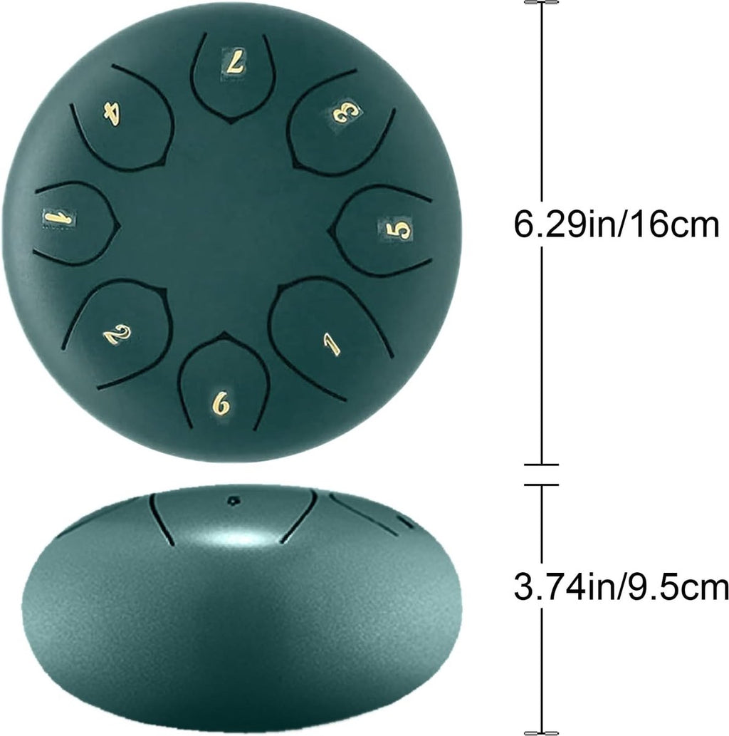 Rain drum - outdoor rain drum - rain drum for the garden - rain drum for outside in the garden - chakra drum for outdoor rain - drum - musical instruments - 6 inch rain drum - with 8 tones - green - 16*9 cm