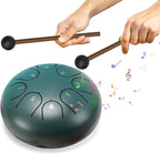 Rain drum - outdoor rain drum - rain drum for the garden - rain drum for outside in the garden - chakra drum for outdoor rain - drum - musical instruments - 6 inch rain drum - with 8 tones - green - 16*9 cm