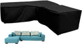 L-shaped garden bench cover - Garden furniture cover - L-shaped garden furniture protective cover with drawstrings at the bottom - Protective cover for L-shaped lounge set - Weatherproof - 210D L-shaped garden furniture tarpaulin - Black - 286 × 222 × 82c