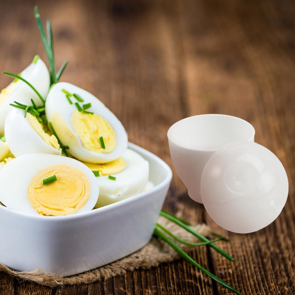 2 pieces - microwave egg cooker - egg cooker - making non-stick eggs and scrambled eggs - for instant breakfast - PP plastic steam cups - 6.5 x 9.5 cm - kitchen utensils - non-stick coating - for home kitchen - white