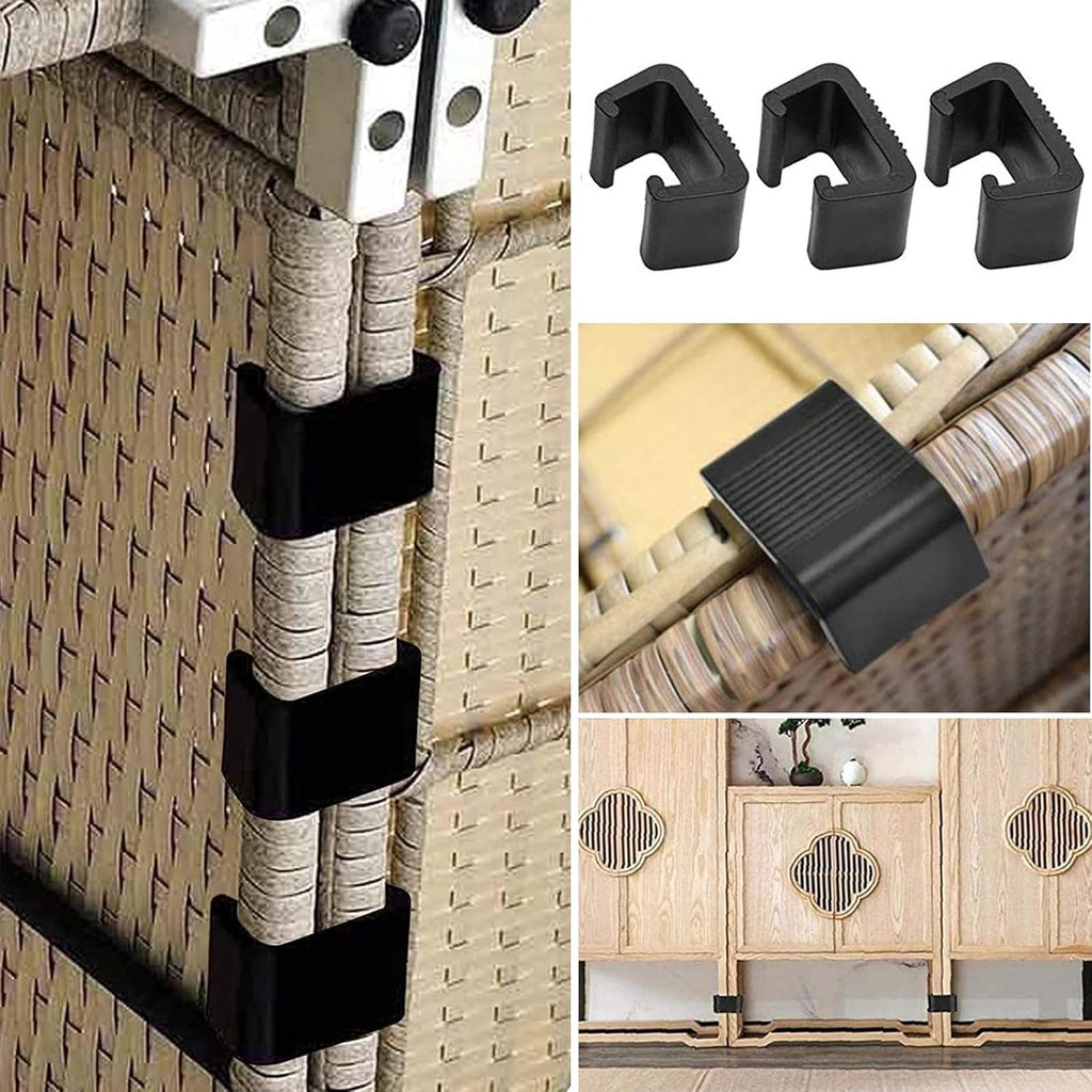 8 pieces - Furniture clamps - 6.5*3.8*4.2cm - garden furniture clips - Rattan garden furniture clips - plastic furniture clips - clips - for garden furniture, benches, patios, furniture, rattan chairs, garden bench, living room furniture - black