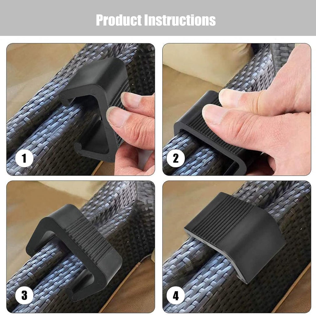 8 pieces - Furniture clamps - 6.5*3.8*4.2cm - garden furniture clips - Rattan garden furniture clips - plastic furniture clips - clips - for garden furniture, benches, patios, furniture, rattan chairs, garden bench, living room furniture - black