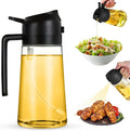 2-in-1 - Oil spray bottle - olive oil dispenser bottle - 470 ml - Olive oil sprayer - oil container - oil bottle - oil spray bottle - oil dispenser - oil atomizer - glass oil spray - kitchen utensil - spray and pour - for kitchen, BBQ, barbecue - black