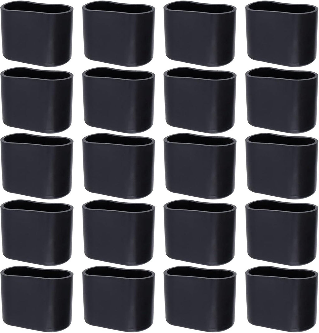 Chair Leg Caps - 20 Pieces - Chair Leg Protectors - PVC - Oval Furniture Leg Protectors - Floor Protectors - Furniture Protectors - Suitable for Furniture Protection - 16mm x 34mm - Black