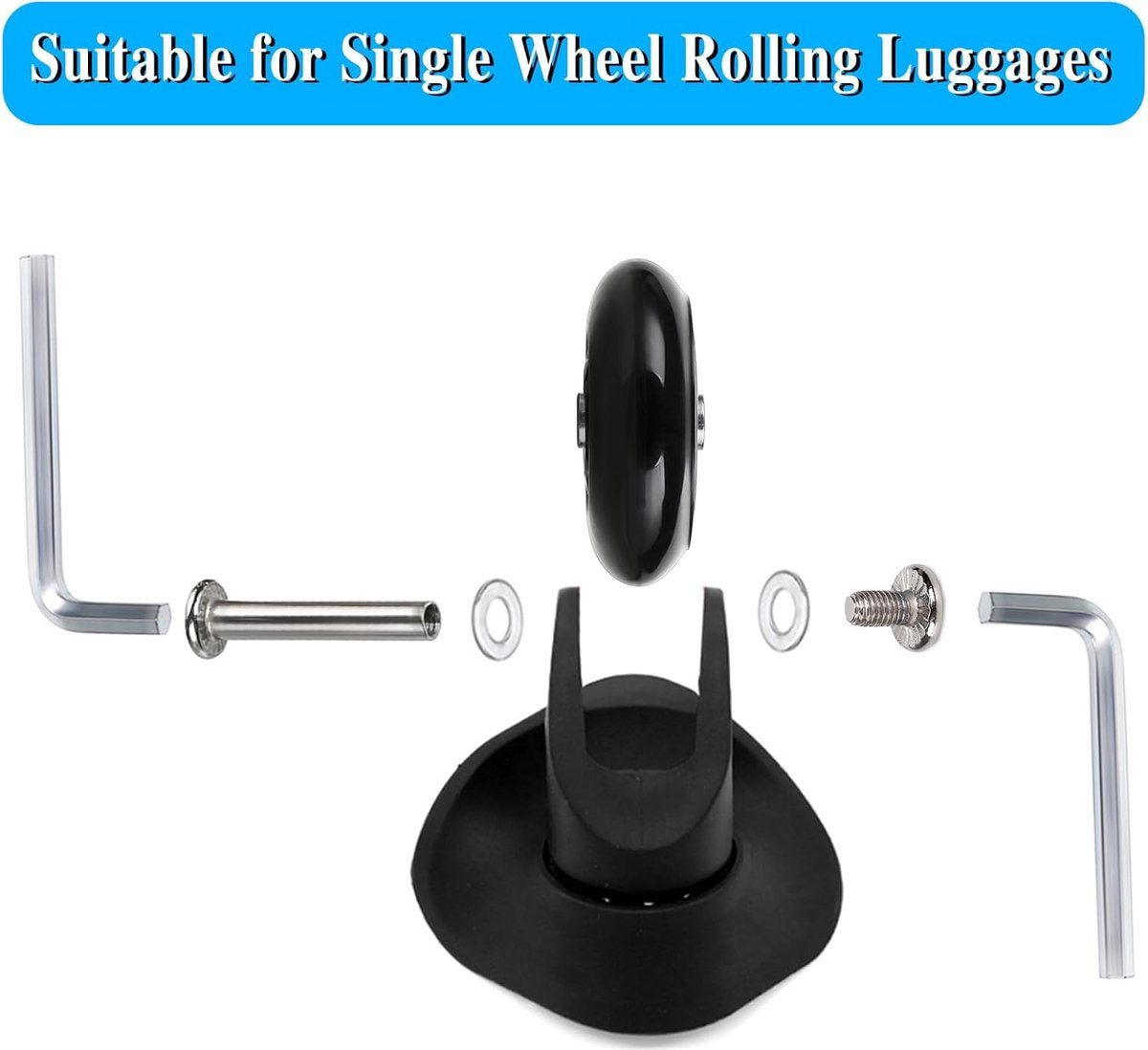 Set of 2 - Suitcase wheels - Replacement wheels for suitcases - Rubber casters - Bearings - Repair kits - 70mm x 24mm - Spare wheels - Suitcase - Casters - Luggage wheels - With screws - Wheels - Caster wheel - Suitcase wheels replacement set