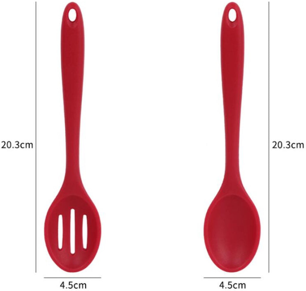 Cooking Spoon - 4 Pieces - Stirring Spoon - Silicone - Spoon - Sauce Spoon - Serving Spoon - Serving Spoon - Heat Resistant - Kitchen Tool - Non-Stick Coating - Kitchen Utensils - Suitable for Kitchens and Dining Rooms - 20.3*4.5 cm - Black