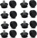 16 pieces Adjustable Furniture Feet - Leveling Pad Base Leg - Table Leg Chair - Adjustable Floor Protection - M6 x 10 x 20 mm - Leveling Leg - Furniture Coaster - Black / Silver - Plastic - Stainless Steel - Leveling Feet - Felt Pads - Floor Protectors -